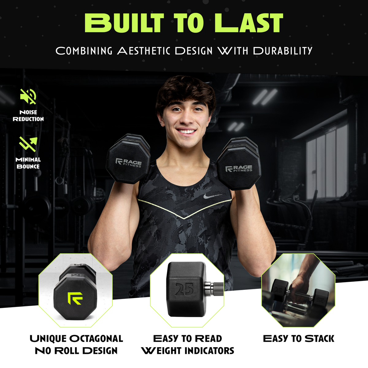 Octo Rubber Dumbbell (sold individually)