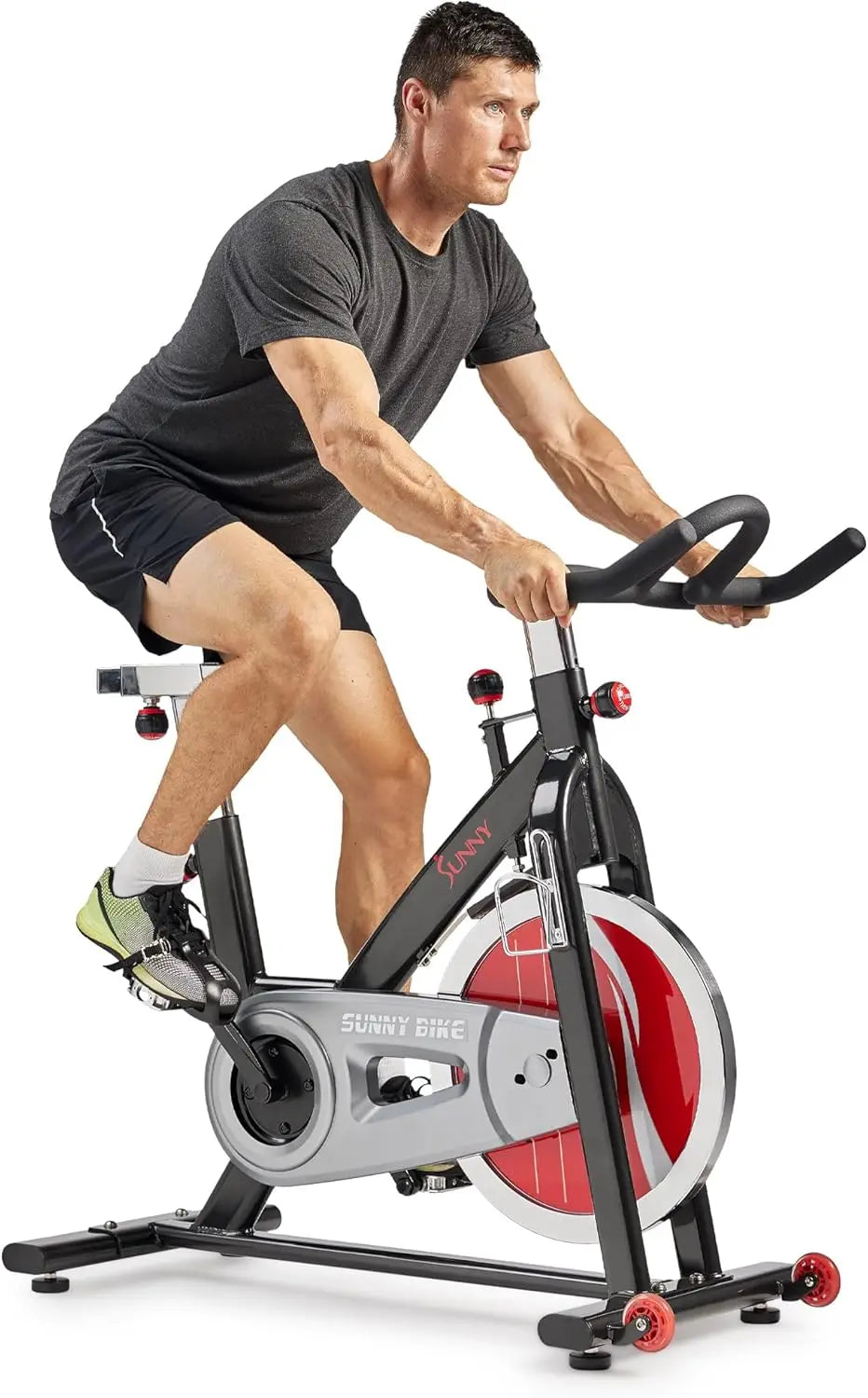 Health & Fitness Heavy-Duty Indoor Stationary Exercise Bike, 4-Way Adjustable Seat for Cycling Cardio workout at Home, Opt